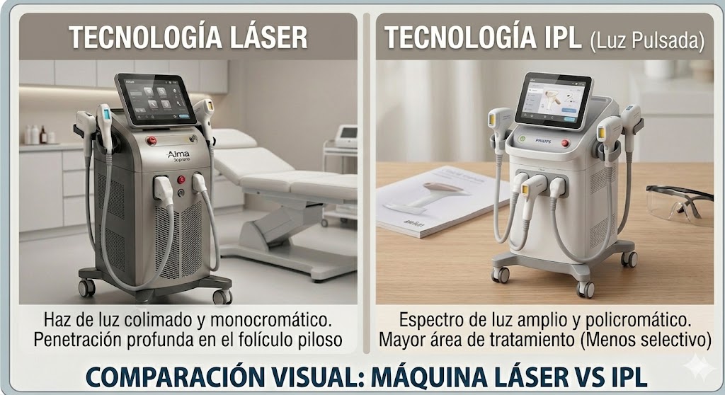 depilación láser o IPL Montreal. diferencias equipos estética