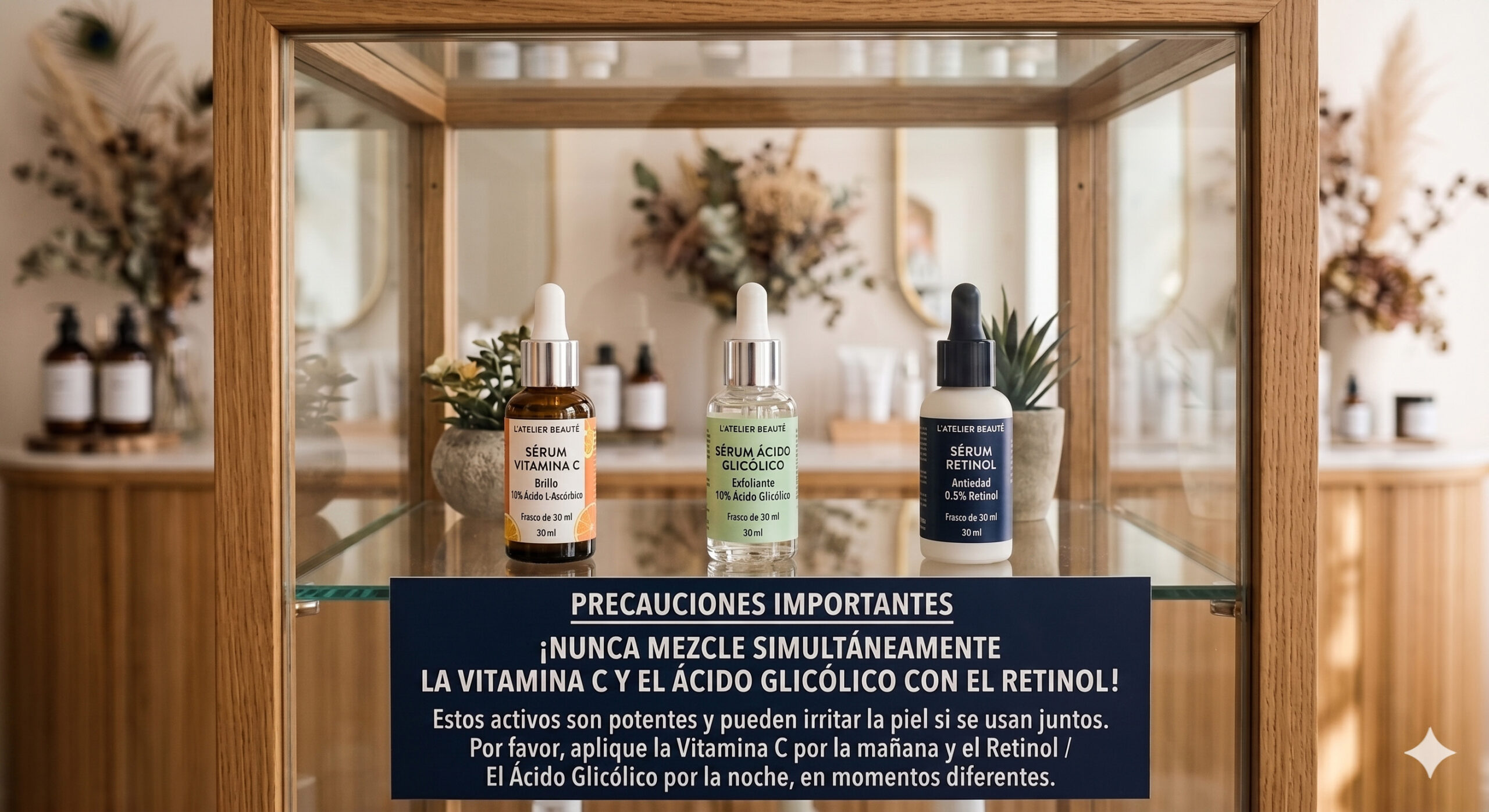 rétinol cuidado de la piel vitamina C AHA BHA incompatibilidades skincare