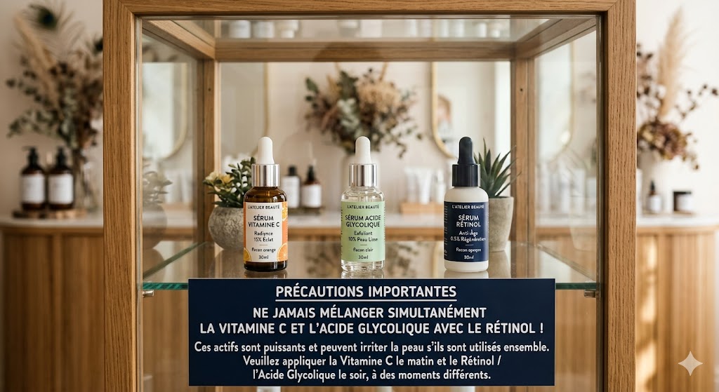 rétinol soin de la peau vitamine C AHA BHA soins peau incompatibles skincare